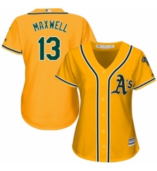 Women's Majestic Oakland Athletics #13 Bruce Maxwell Authentic Gold Alternate 2 Cool Base MLB Jersey