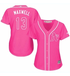Women's Majestic Oakland Athletics #13 Bruce Maxwell Replica Pink Fashion Cool Base MLB Jersey