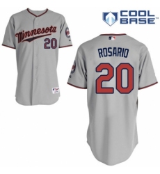 Men's Majestic Minnesota Twins #20 Eddie Rosario Authentic Grey Road Cool Base MLB Jersey