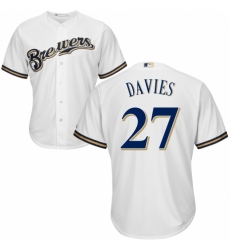 Youth Majestic Milwaukee Brewers #27 Zach Davies Authentic Navy Blue Alternate Cool Base MLB Jersey