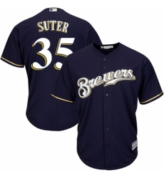 Youth Majestic Milwaukee Brewers #35 Brent Suter Authentic White Alternate Cool Base MLB Jersey