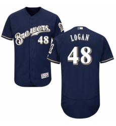 Men's Majestic Milwaukee Brewers #48 Boone Logan White Alternate Flex Base Authentic Collection MLB Jersey