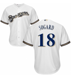 Men's Majestic Milwaukee Brewers #18 Eric Sogard Replica Navy Blue Alternate Cool Base MLB Jersey