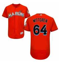 Men's Majestic Miami Marlins #64 Nick Wittgren Orange Alternate Flex Base Authentic Collection MLB Jersey