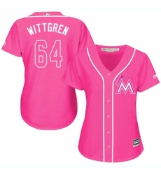 Women's Majestic Miami Marlins #64 Nick Wittgren Authentic Pink Fashion Cool Base MLB Jersey