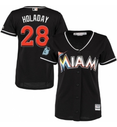 Women's Majestic Miami Marlins #28 Bryan Holaday Replica Black Alternate 2 Cool Base MLB Jersey