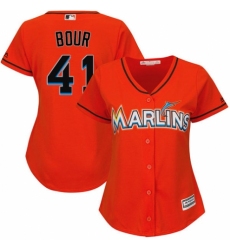 Women's Majestic Miami Marlins #41 Justin Bour Replica Orange Alternate 1 Cool Base MLB Jersey