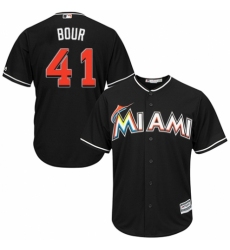 Youth Majestic Miami Marlins #41 Justin Bour Replica Black Alternate 2 Cool Base MLB Jersey