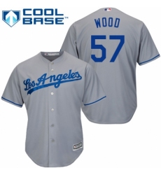 Youth Majestic Los Angeles Dodgers #57 Alex Wood Authentic Grey Road Cool Base MLB Jersey