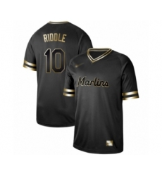 Men's Miami Marlins #10 JT Riddle Authentic Black Gold Fashion Baseball Jersey
