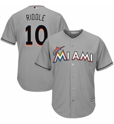 Youth Majestic Miami Marlins #10 JT Riddle Authentic Grey Road Cool Base MLB Jersey