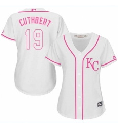 Women's Majestic Kansas City Royals #19 Cheslor Cuthbert Authentic White Fashion Cool Base MLB Jersey