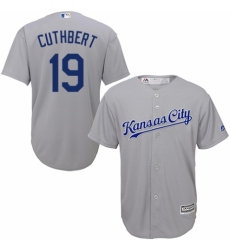 Youth Majestic Kansas City Royals #19 Cheslor Cuthbert Replica Grey Road Cool Base MLB Jersey