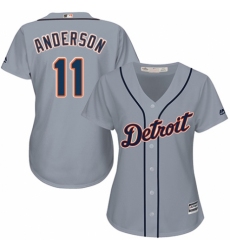Women's Majestic Detroit Tigers #11 Sparky Anderson Authentic Grey Road Cool Base MLB Jersey