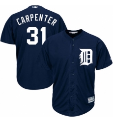 Youth Majestic Detroit Tigers #31 Ryan Carpenter Authentic Navy Blue Alternate Cool Base MLB Jersey