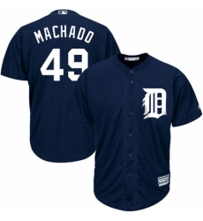 Youth Majestic Detroit Tigers #49 Dixon Machado Authentic Navy Blue Alternate Cool Base MLB Jersey