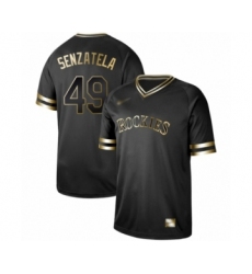 Men's Colorado Rockies #49 Antonio Senzatela Authentic Black Gold Fashion Baseball Jersey