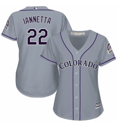 Women's Majestic Colorado Rockies #22 Chris Iannetta Replica Grey Road Cool Base MLB Jersey