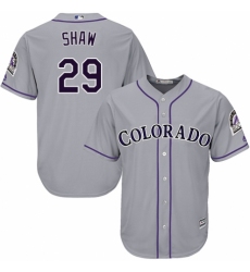 Youth Majestic Colorado Rockies #29 Bryan Shaw Authentic Grey Road Cool Base MLB Jersey