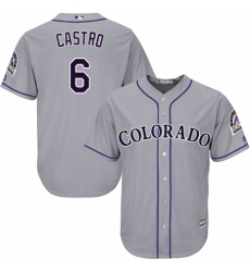 Youth Majestic Colorado Rockies #6 Daniel Castro Authentic Grey Road Cool Base MLB Jersey