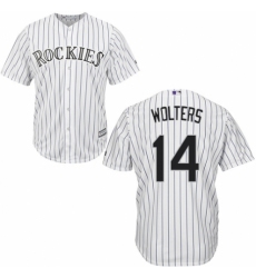 Youth Majestic Colorado Rockies #14 Tony Wolters Authentic White Home Cool Base MLB Jersey