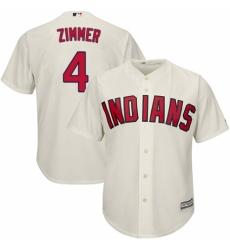 Men's Majestic Cleveland Indians #4 Bradley Zimmer Replica Cream Alternate 2 Cool Base MLB Jersey