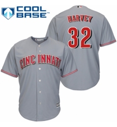 Youth Majestic Cincinnati Reds #32 Matt Harvey Replica Grey Road Cool Base MLB Jersey