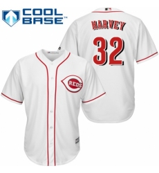 Youth Majestic Cincinnati Reds #32 Matt Harvey Replica White Home Cool Base MLB Jersey