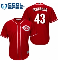 Youth Majestic Cincinnati Reds #43 Scott Schebler Replica Red Alternate Cool Base MLB Jersey