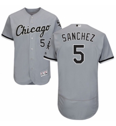 Men's Majestic Chicago White Sox #5 Yolmer Sanchez Grey Road Flex Base Authentic Collection MLB Jersey