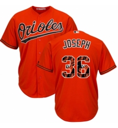 Men's Majestic Baltimore Orioles #36 Caleb Joseph Authentic Orange Team Logo Fashion Cool Base MLB Jersey