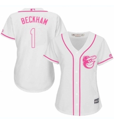 Women's Majestic Baltimore Orioles #1 Tim Beckham Authentic White Fashion Cool Base MLB Jersey