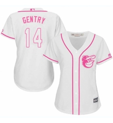 Women's Majestic Baltimore Orioles #14 Craig Gentry Authentic White Fashion Cool Base MLB Jersey