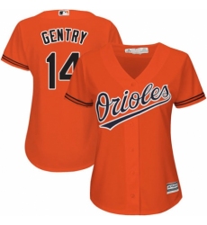 Women's Majestic Baltimore Orioles #14 Craig Gentry Replica Orange Alternate Cool Base MLB Jersey