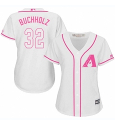 Women's Majestic Arizona Diamondbacks #32 Clay Buchholz Replica White Fashion MLB Jersey