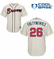 Youth Majestic Atlanta Braves #26 Mike Foltynewicz Authentic Cream Alternate 2 Cool Base MLB Jersey