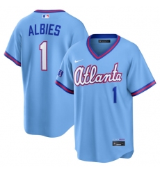 Men's Atlanta Braves #1 Ozzie Albies Powder Blue 2026 City Connect Stadium Stitched Baseball Jersey
