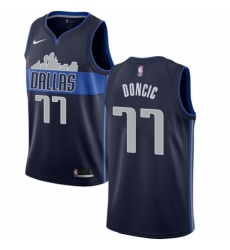 Men's Nike Dallas Mavericks #77 Luka Doncic Swingman Navy Blue NBA Jersey Statement Edition