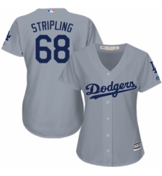 Women's Majestic Los Angeles Dodgers #68 Ross Stripling Authentic Grey Road Cool Base MLB Jersey