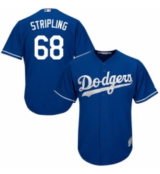 Youth Majestic Los Angeles Dodgers #68 Ross Stripling Authentic Royal Blue Alternate Cool Base MLB Jersey