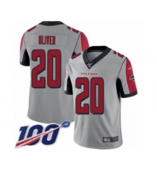 Men's Atlanta Falcons #20 Isaiah Oliver Limited Silver Inverted Legend 100th Season Football Jersey