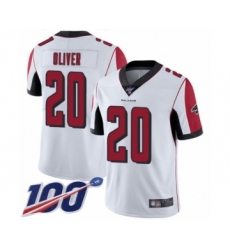 Men's Atlanta Falcons #20 Isaiah Oliver White Vapor Untouchable Limited Player 100th Season Football Jersey