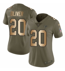 Women's Nike Atlanta Falcons #20 Isaiah Oliver Limited Olive/Gold 2017 Salute to Service NFL Jersey