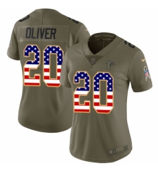 Women's Nike Atlanta Falcons #20 Isaiah Oliver Limited Olive/USA Flag 2017 Salute to Service NFL Jersey