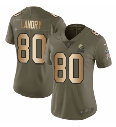 Women's Nike Cleveland Browns #80 Jarvis Landry Limited Olive/Gold 2017 Salute to Service NFL Jersey