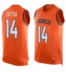 Men's Nike Denver Broncos #14 Courtland Sutton Limited Orange Player Name & Number Tank Top NFL Jersey