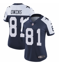 Women's Nike Dallas Cowboys #81 Terrell Owens Navy Blue Throwback Alternate Vapor Untouchable Elite Player NFL Jersey