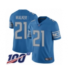 Men's Detroit Lions #21 Tracy Walker Blue Team Color Vapor Untouchable Limited Player 100th Season Football Jersey