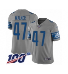 Men's Detroit Lions #47 Tracy Walker Limited Gray Inverted Legend 100th Season Football Jersey