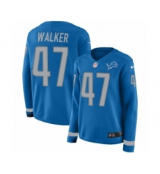 Women's Nike Detroit Lions #47 Tracy Walker Limited Blue Therma Long Sleeve NFL Jersey